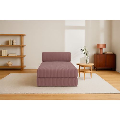 Méridienne Modulable Et Convertible - Velours Côtelé - Rose