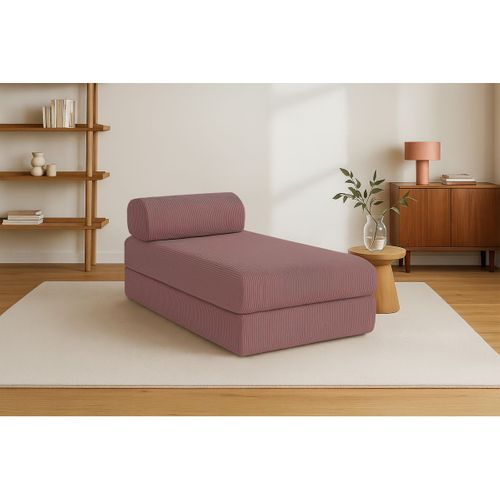 Méridienne Modulable Et Convertible - Velours Côtelé - Rose