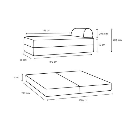 Méridienne Modulable Et Convertible - Velours Côtelé - Rose