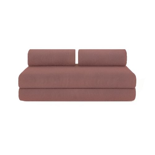 Canapé Droit Convertible 3,5 Places - Velours Côtelé - Rose