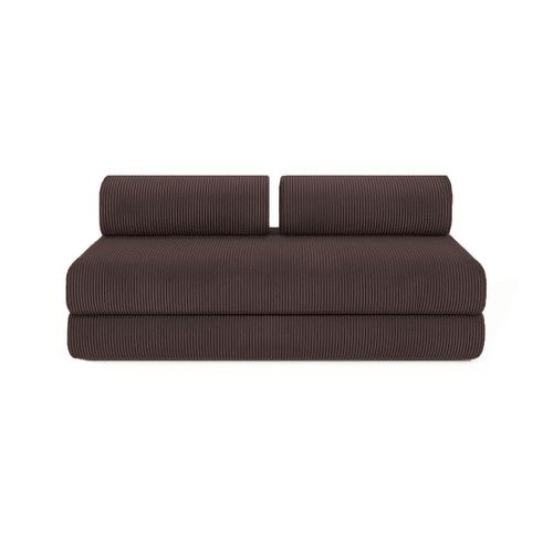Canapé Droit Convertible 4 Places - Velours Côtelé - Marron
