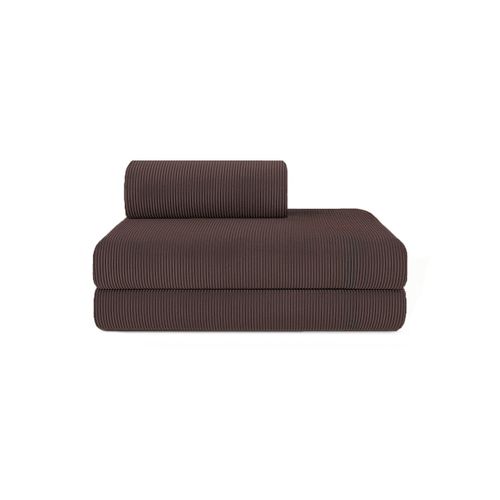 Canapé Droit Modulable Et Convertible 2 Places - Velours Côtelé - Marron