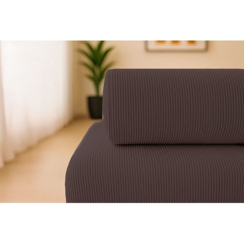 Canapé Droit Modulable Et Convertible 2 Places - Velours Côtelé - Marron