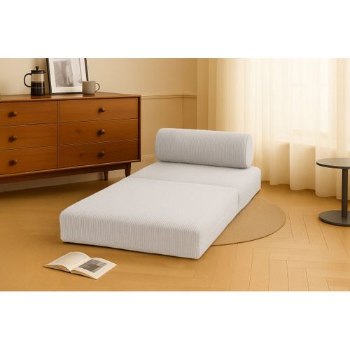 Fauteuil Modulable Et Convertible - Velours Côtelé - Blanc