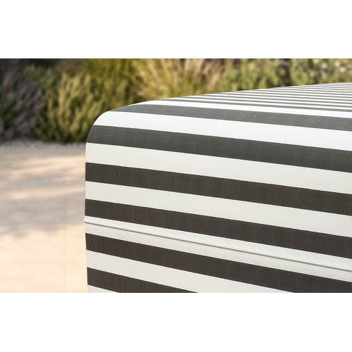 Pouf Modulable - Tissu Extérieur À Rayures, Blanc Et Gris Anthracite