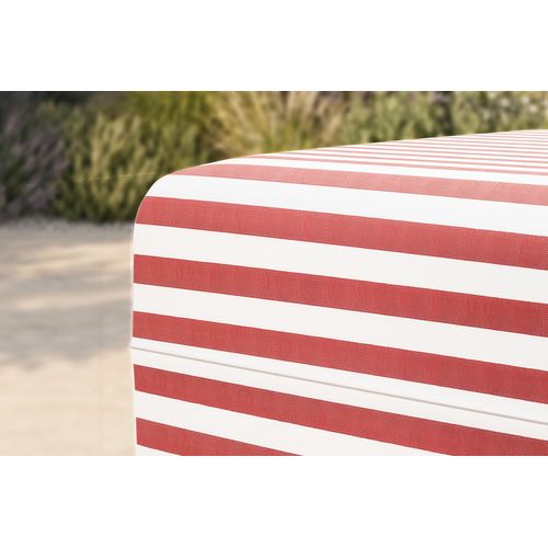 Pouf Modulable - Tissu Extérieur à Rayures, Blanc Et Rouge