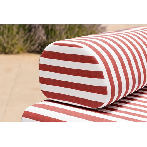 Canapé 2 Places Modulable - Tissu Extérieur À Rayures, Blanc Et Rouge