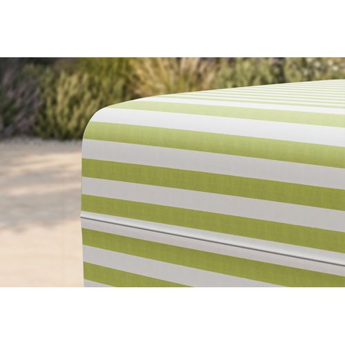Pouf Modulable - Tissu Extérieur À Rayures, Blanc Et Vert Anis