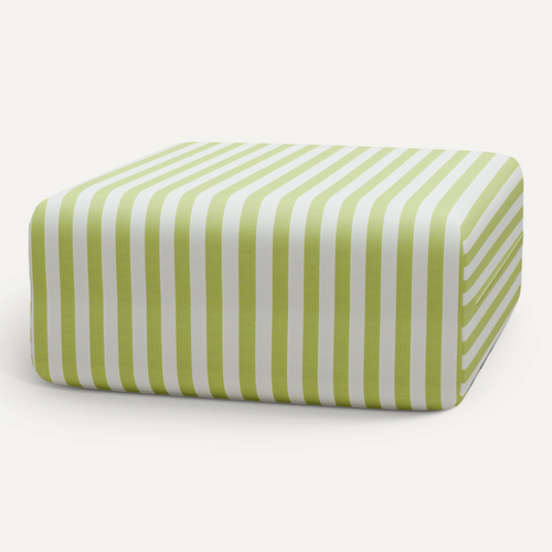 Pouf Modulable - Tissu Extérieur À Rayures, Blanc Et Vert Anis
