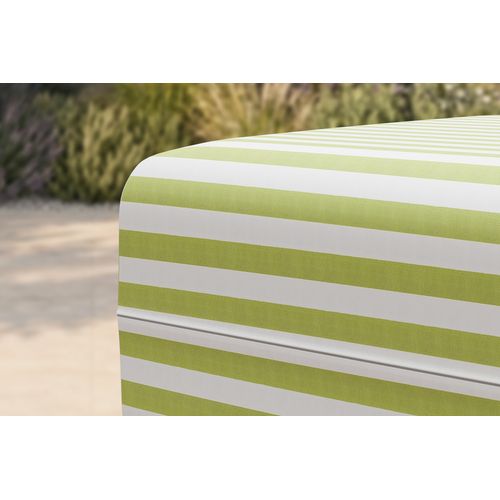 Pouf Modulable - Tissu Extérieur À Rayures, Blanc Et Vert Anis