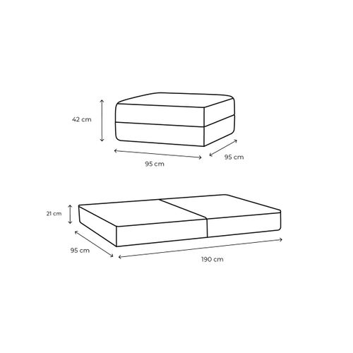 Pouf Modulable - Tissu Extérieur À Rayures, Blanc Et Bleu