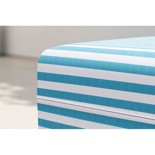 Pouf Modulable - Tissu Extérieur À Rayures, Blanc Et Bleu