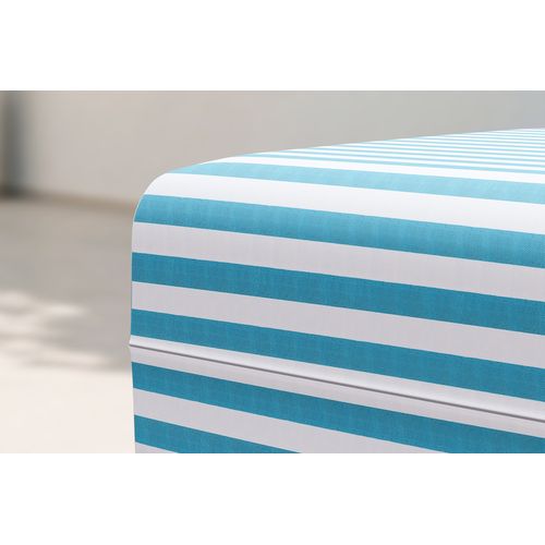 Pouf Modulable - Tissu Extérieur À Rayures, Blanc Et Bleu