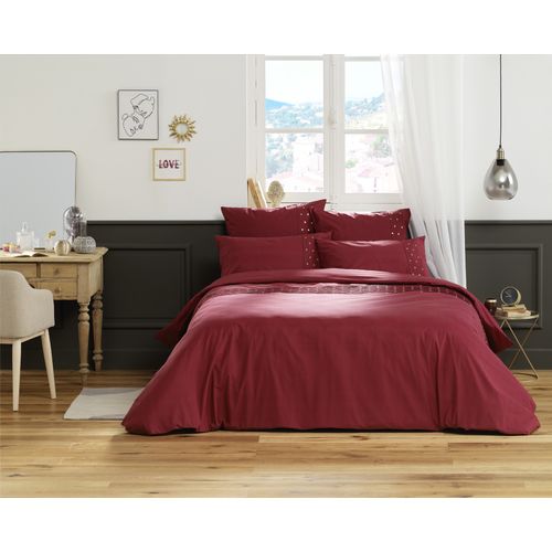 Housse De Couette Agathe Grenat Rouge 240x260cm