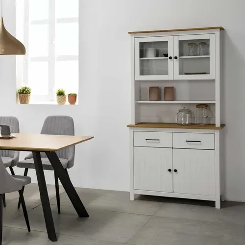 Vaisselier 4 Portes 2 Tiroirs Bois/blanc - Daranmi