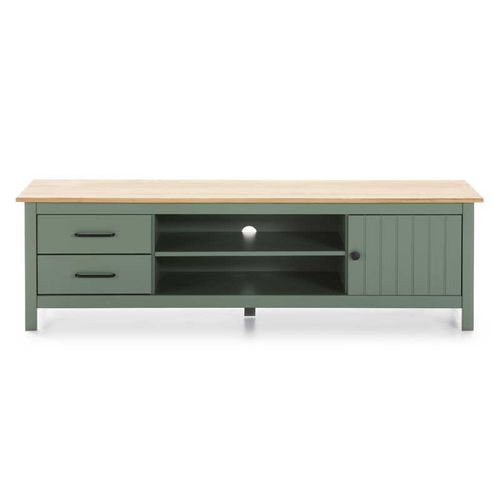 Meuble TV 1 Porte 2 Tiroirs Bois/vert - Daranmi