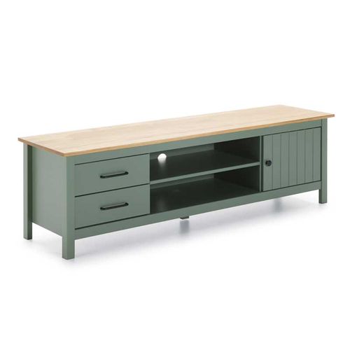 Meuble TV 1 Porte 2 Tiroirs Bois/vert - Daranmi