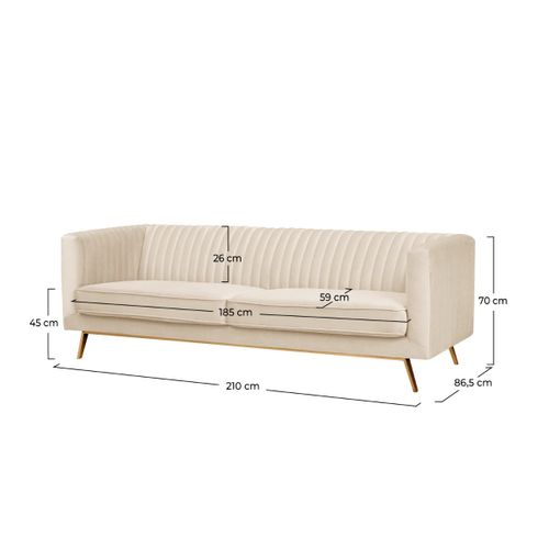 Canapé 3 Places En Velours Beige - Gatsby