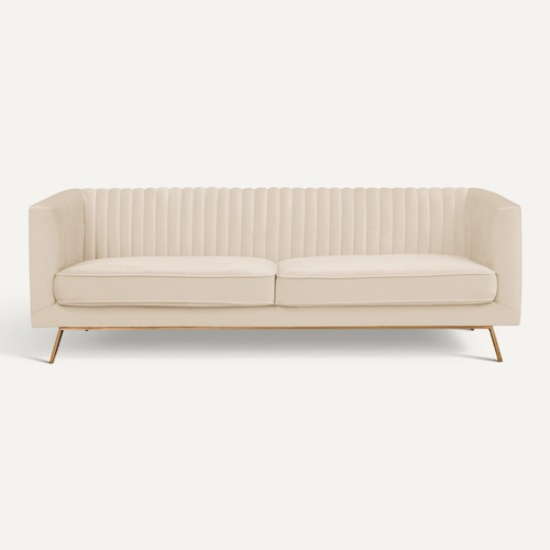 Canapé 3 Places En Velours Beige - Gatsby