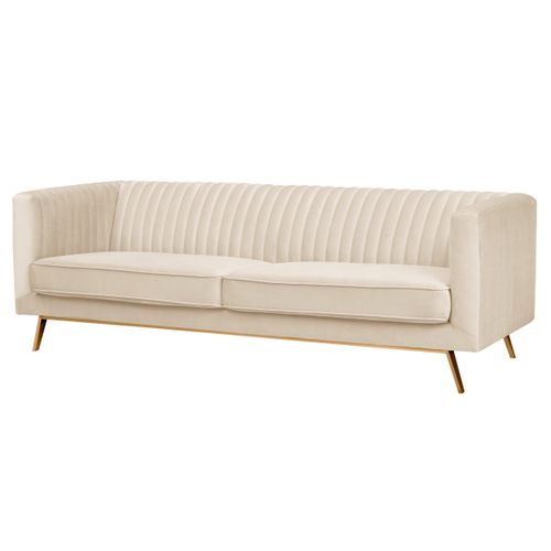 Canapé 3 Places En Velours Beige - Gatsby