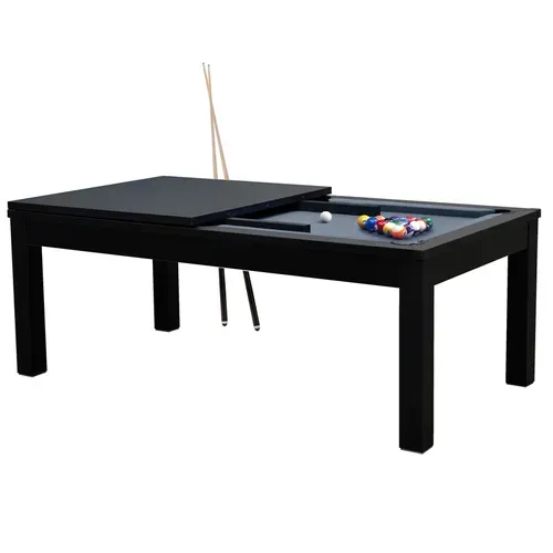 Table De Billard Convertible Noire Tapis Gris - Eddie