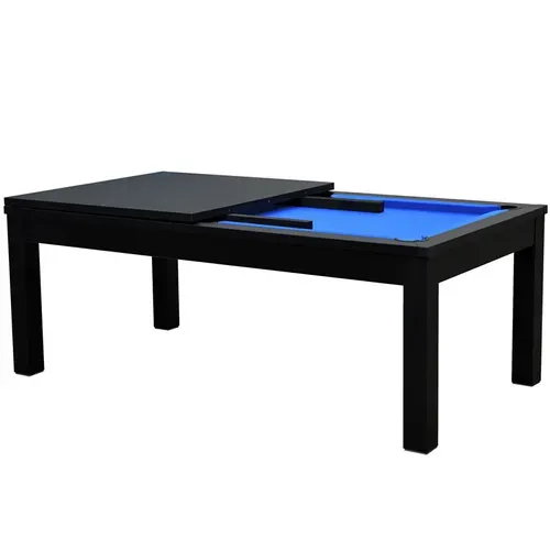Table De Billard Convertible Noire Tapis Bleu - Eddie