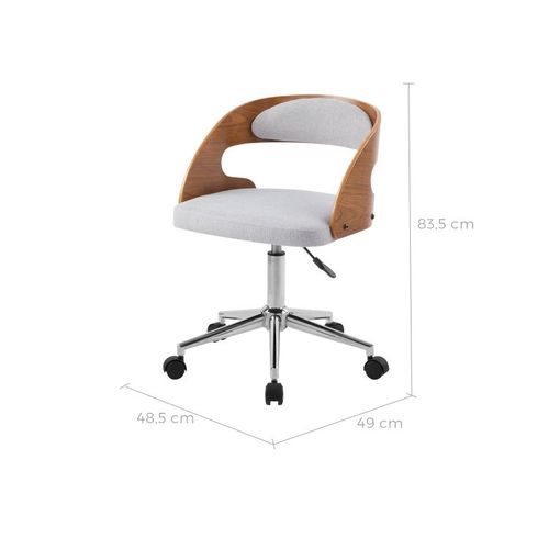 Chaise De Bureau Pivotante Et Réglable En Bois Et Tissu Gris - Louis