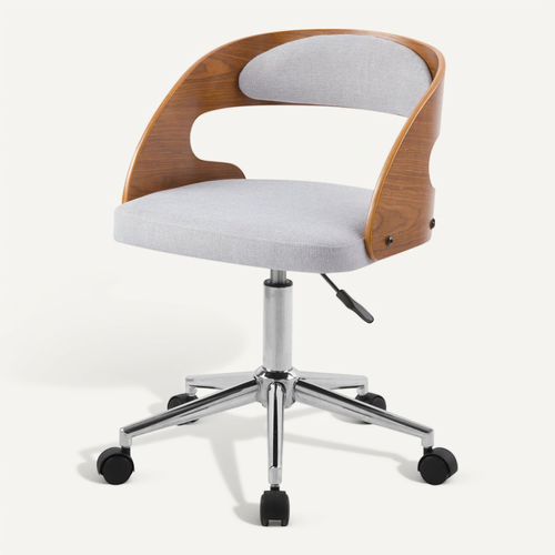 Chaise De Bureau Pivotante Et Réglable En Bois Et Tissu Gris - Louis
