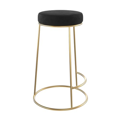 2 Tabourets Ronds En Velours Avec Rangement - Pouf Salon/Chambre - Bleu - 2 Tailles (38x43cm Et 29x32cm)