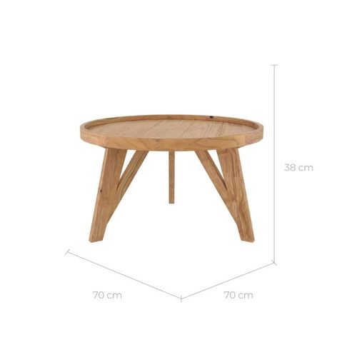 Table Basse Ronde En Bois De Teck Recyclé D70 Cm - Oly