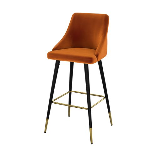 Lot De 2 Chaises De Bar En Velours Orange 78 Cm - Aristote