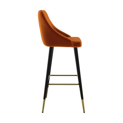 Lot De 2 Chaises De Bar En Velours Orange 78 Cm - Aristote