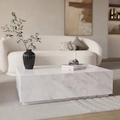 Table Basse Rectangulaire En Marbre Blanc - Izaé
