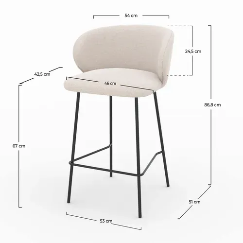 Lot De 2 Chaises Pour Îlot Central En Tissu Beige 67 Cm - Victoria