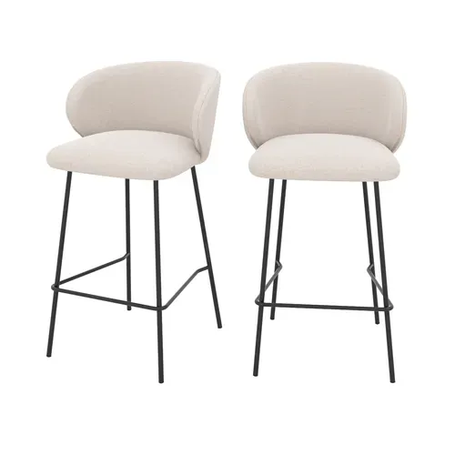 Lot De 2 Chaises Pour Îlot Central En Tissu Beige 67 Cm - Victoria