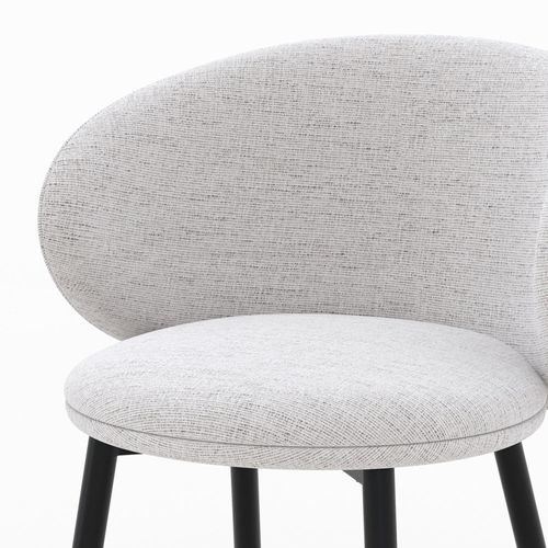Lot De 2 Chaises En Tissu Gris Clair Chiné Et Pieds Noirs - Cécilia