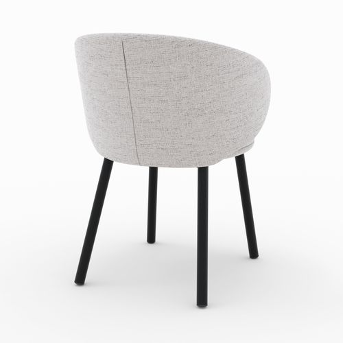 Lot De 2 Chaises En Tissu Gris Clair Chiné Et Pieds Noirs - Cécilia
