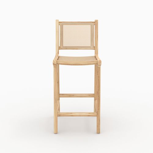 Lot De 2 Chaises Pour Îlot Central En Teck Et Cannage Rotin 66,5 Cm - Kyla