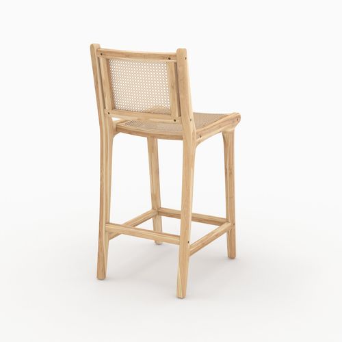 Lot De 2 Chaises Pour Îlot Central En Teck Et Cannage Rotin 66,5 Cm - Kyla