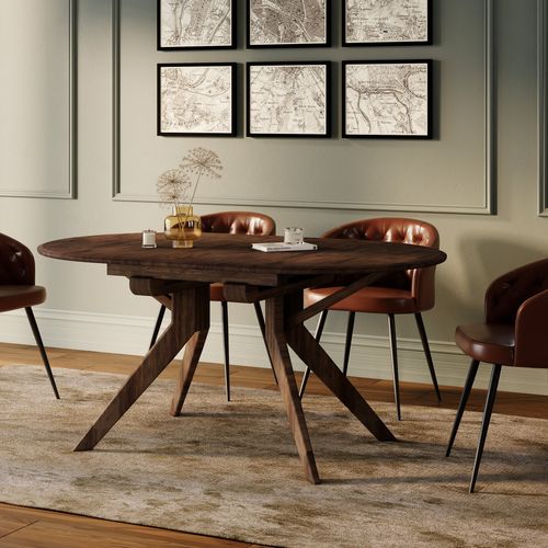 Table Extensible En Bois D'hévéa Massif Foncé 6 à 10 Personnes - Oli