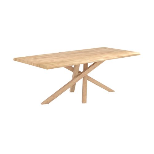 Table Rectangulaire En Bois D'hévéa Massif Clair 8 Personnes - Robin