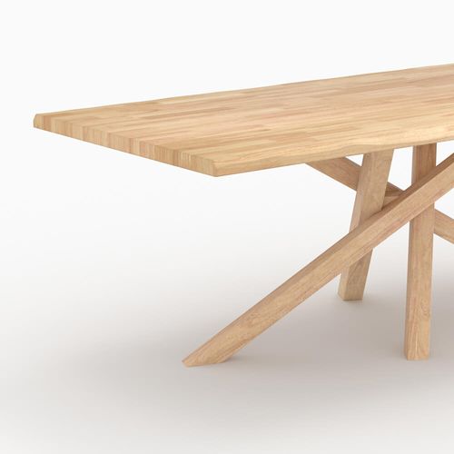 Table Rectangulaire En Bois D'hévéa Massif Clair 8 Personnes - Robin