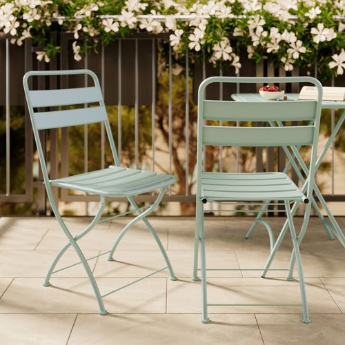Table Et Chaises De Jardin 2 Personnes En Métal Vert - Yumi