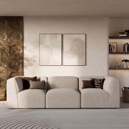 Canapé Modulable En Tissu Beige 3 Places - Hestia