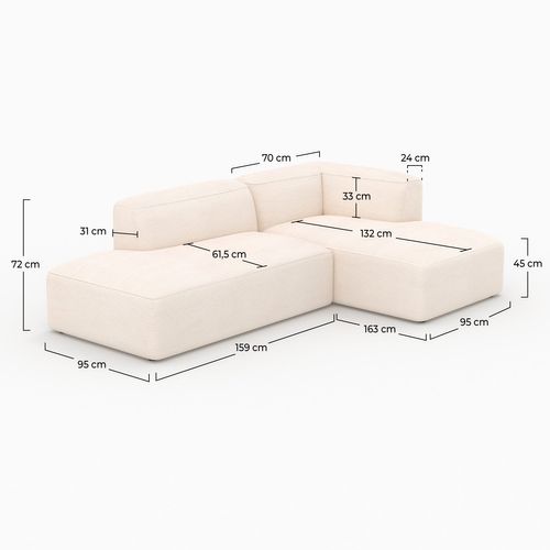 Canapé D'angle Droit Modulable En Velours Côtelé 4 Places - Mina