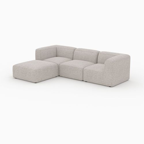 Canapé Modulable En Tissu Beige 3 Places Avec Pouf - Hestia