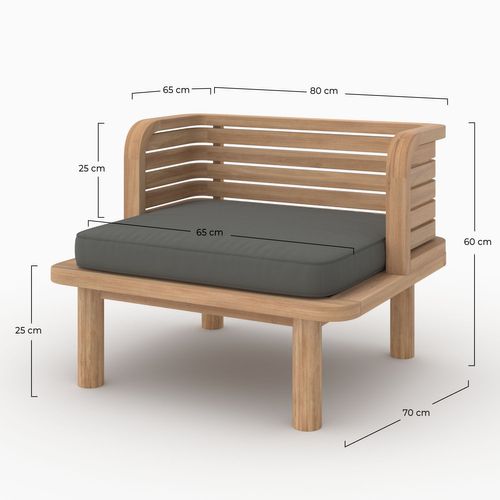 Fauteuil De Jardin En Teck Massif Et Coussin Gris - Kilda