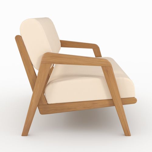 Canapé De Jardin En Bois D'acacia, Tissu Beige Clair 2 Places - Siargao