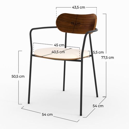 Lot De 2 Chaises En Tissu Beige Et Placage En Bois Foncé - Marine