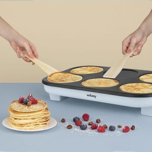 Appareil à Crêpes Party Électrique 6 Mini Crêpes, 1500w, Bleu Ciel